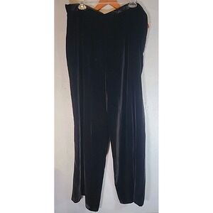 Jones New York Sport Black Velvet Trousers‎ Slacks Pants Size 16 Wms Loose Wide